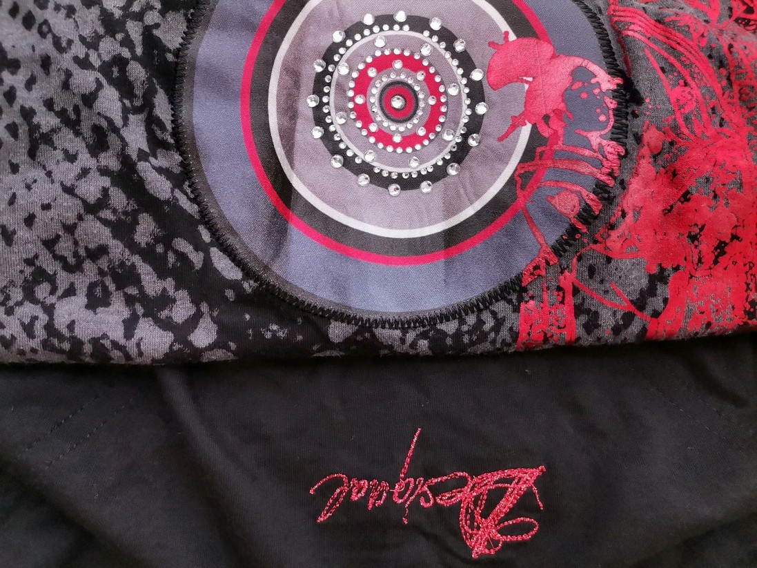 DESIGUAL Rozmiar 38/40 Kolor Czarny Geometryczny W łódkę Tunika Bluzka Długi rękaw
