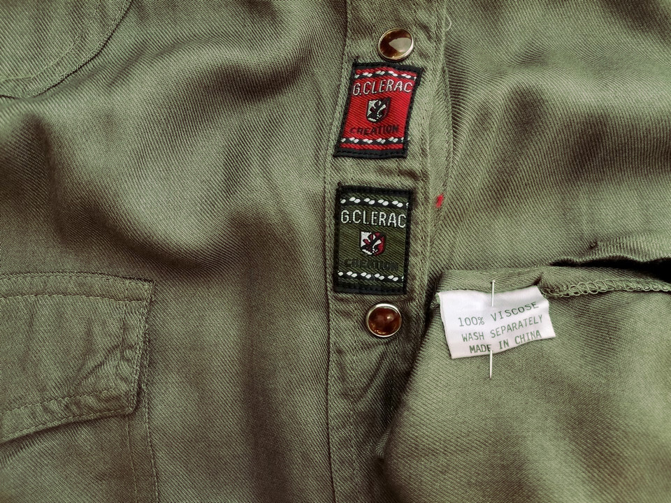 Guy Clerac Rozmiar S Kolor Khaki Kołnierz Tunika Zapinana Bluzka Długi rękaw Materiał Wiskoza 100% Guy Clerac Rozmiar S Kolor Khaki Kołnierz Tunika Zapinana Bluzka Długi rękaw Materiał Wiskoza 100%