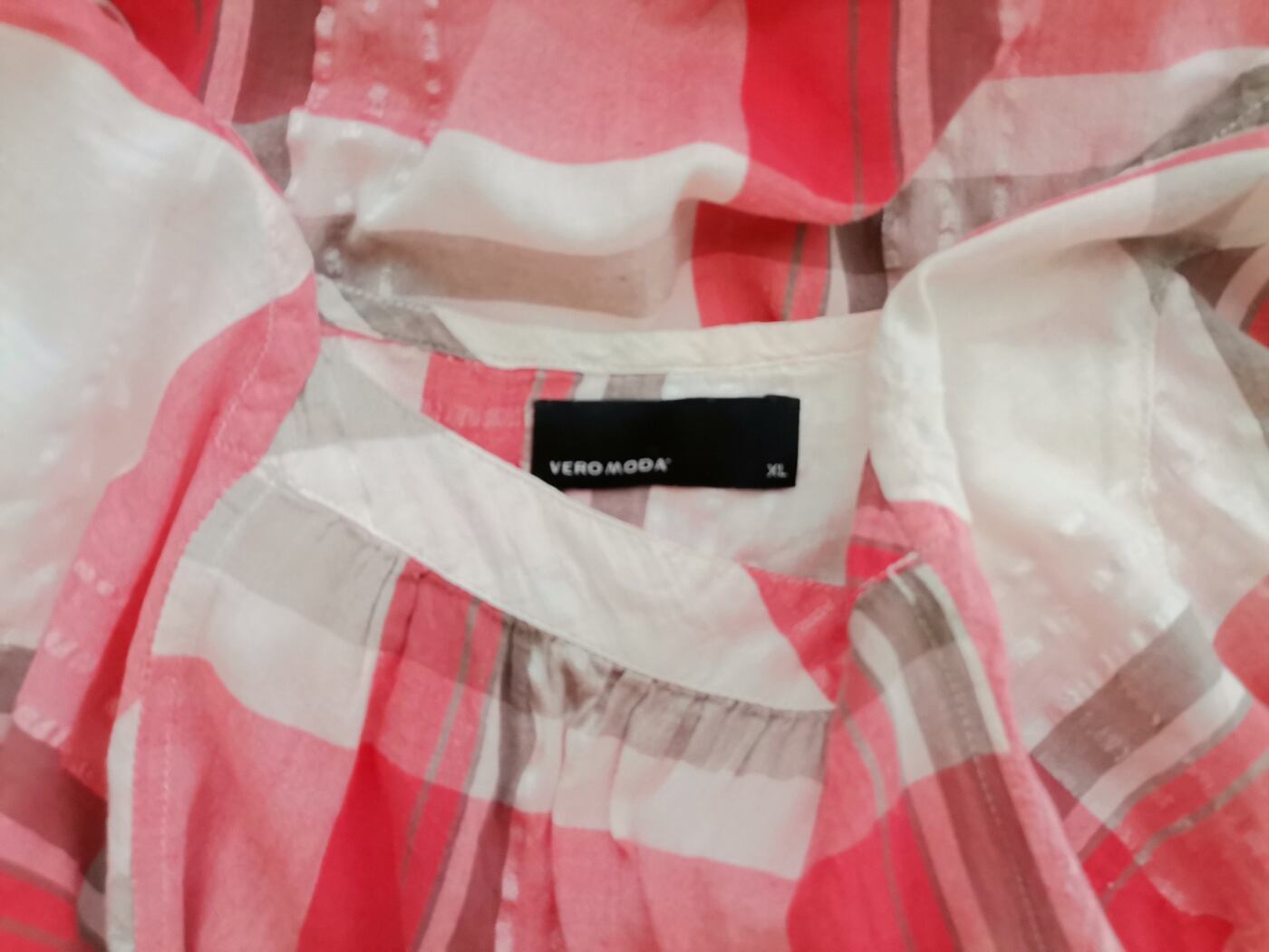 Vero moda Rozmiar XL Kolor Czerwony Krata Kwadratowy dekolt Tunika Bluzka Krótki rękaw Vero moda Rozmiar XL Kolor Czerwony Krata Kwadratowy dekolt Tunika Bluzka Krótki rękaw