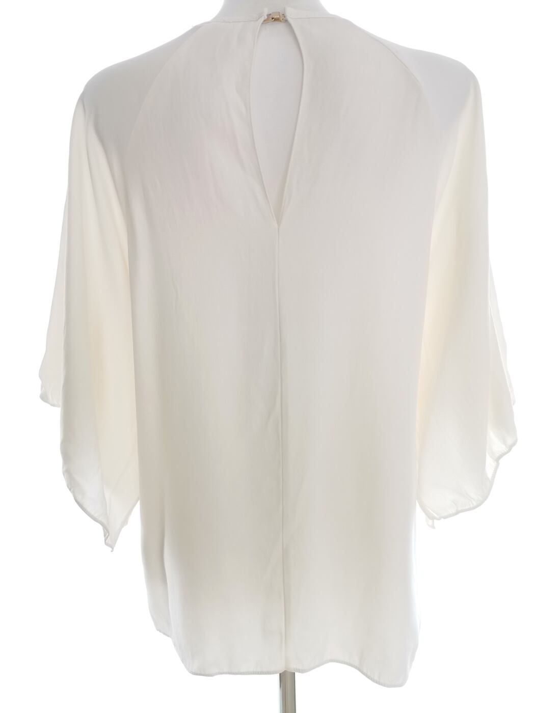 River island Rozmiar 10 (38) Kolor Kremowy Keyhole Crew Neck Bluzka Rękaw 3/4 Materiał Wiskoza