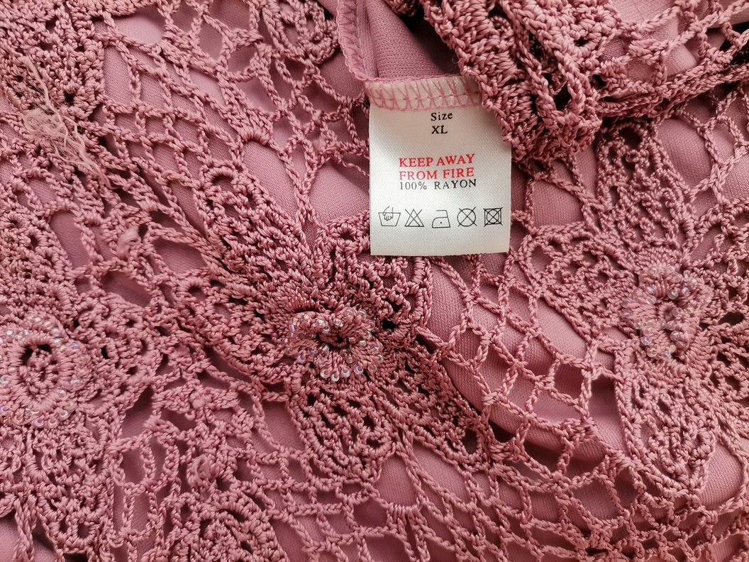 IMG_20210709_102905.jpg Libra Rozmiar XL Kolor Pudrowy Róż Dekolt U Bluzka z otwartą dzianiną Bezrękawnik Materiał Rayon 100%