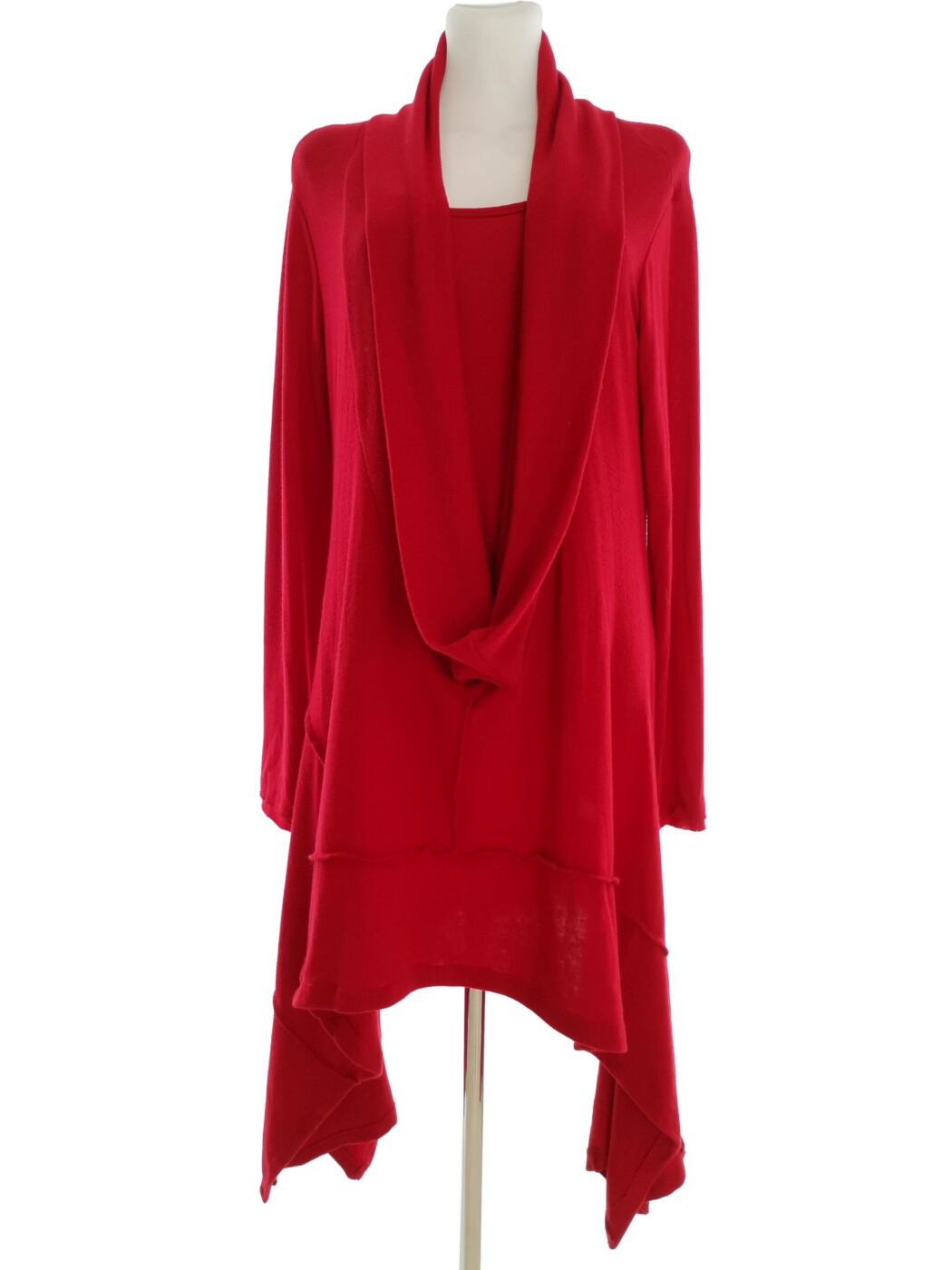 V London Rozmiar M/L Kolor Czerwony Drapowany dekolt Sukienka Sweterkowa Długi rękaw Hi-Low Materiał Akryl
