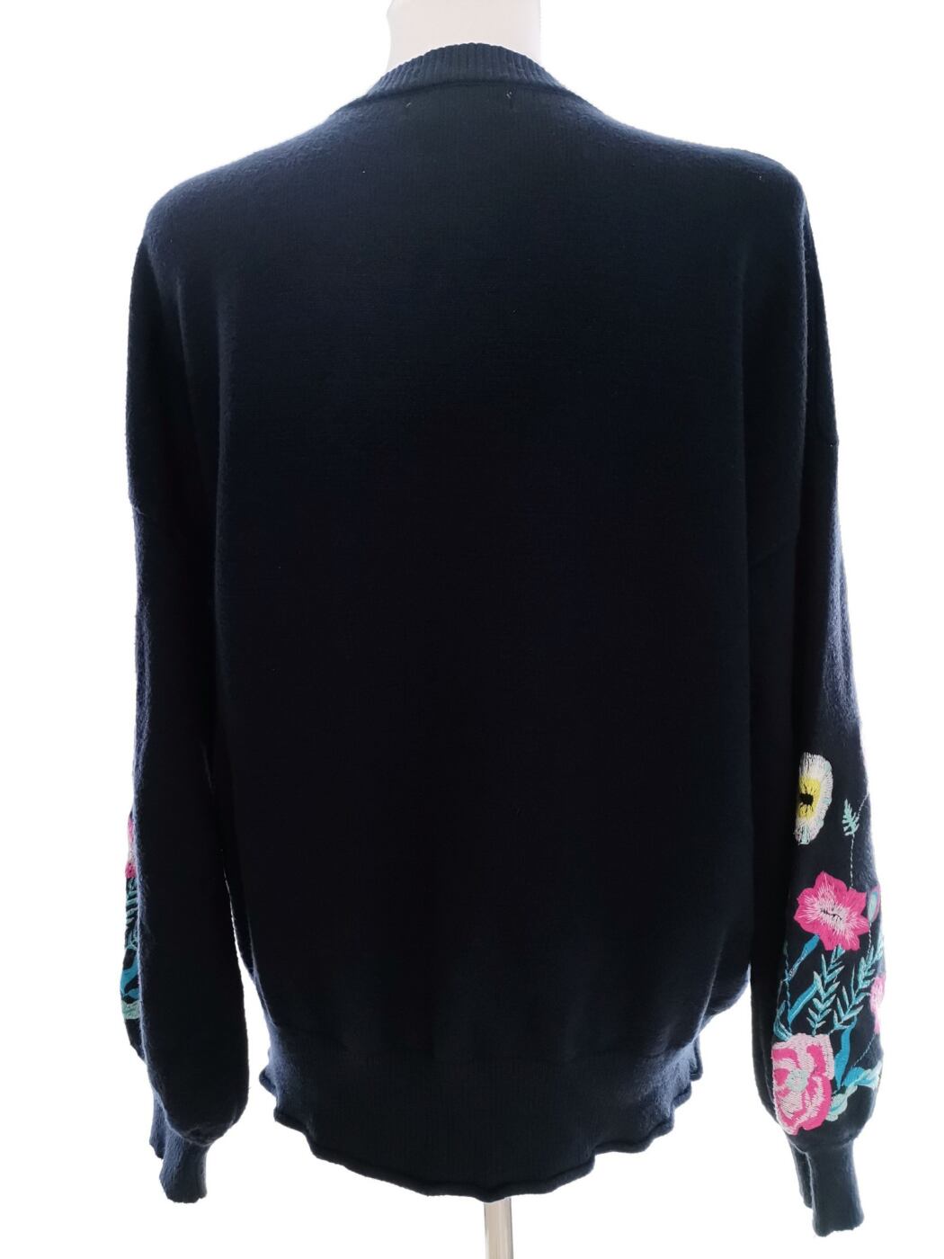 Vintage Rozmiar 42/44 Kolor Granatowy Crew Neck Sweter Długi rękaw Cienka dzianina