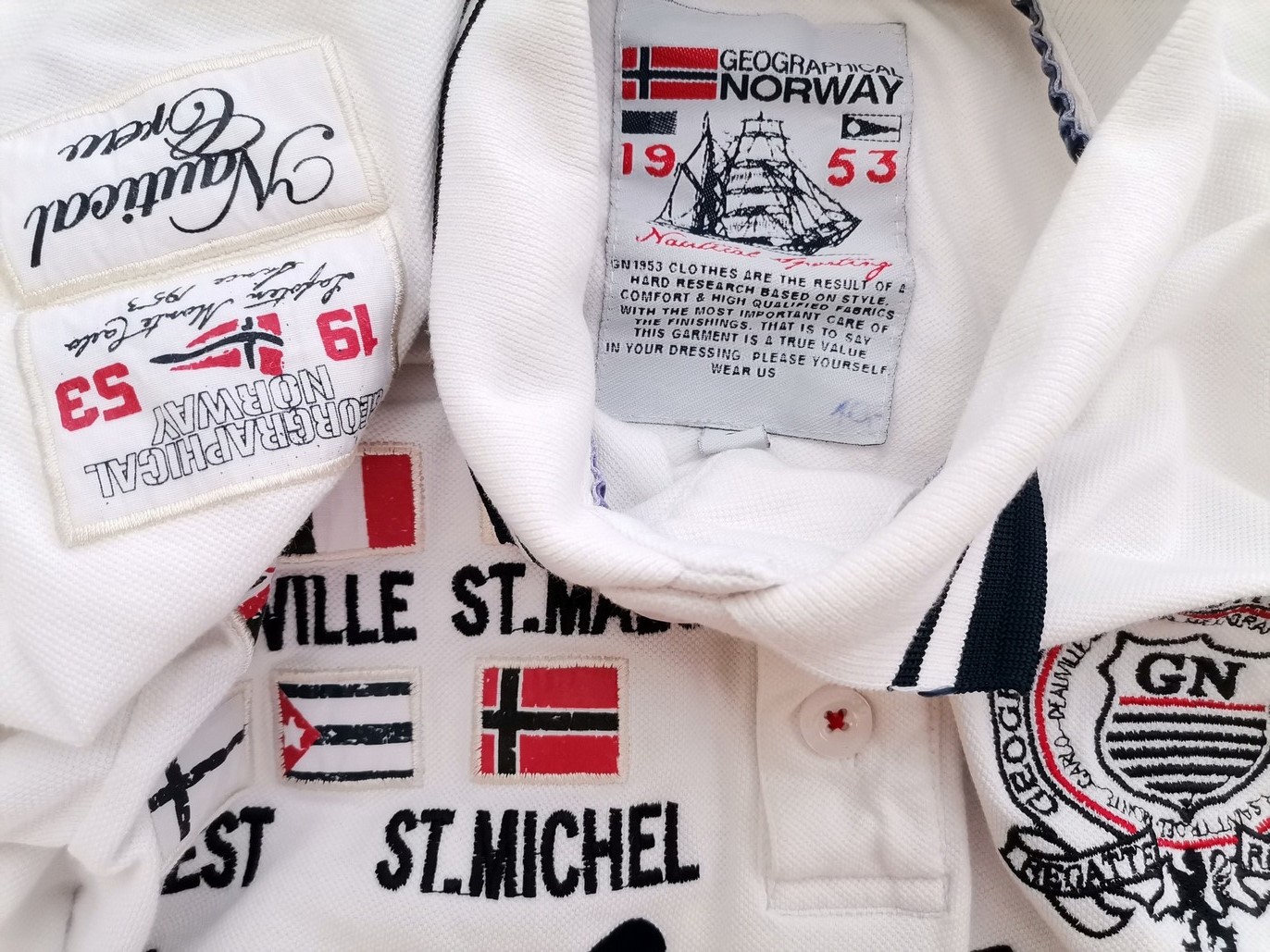 IMG_20210712_112156.jpg Geographical Norway Rozmiar L Kolor Biały Kołnierz Męska Koszula Polo Długi rękaw Materiał Bawełna 100%