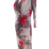 Avalon Collection Rozmiar 10 (38) Kolor Szary W serek Sukienka Prostokątna Rękaw 3/4 Midi