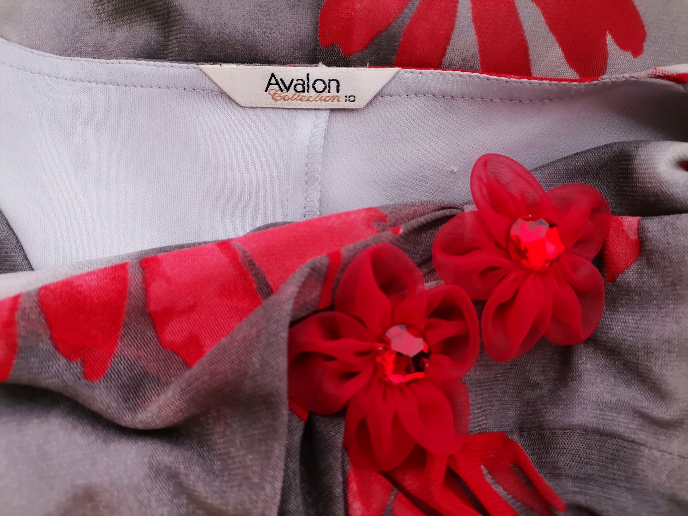 Avalon Collection Rozmiar 10 (38) Kolor Szary W serek Sukienka Prostokątna Rękaw 3/4 Midi