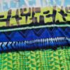 Vintage Rozmiar 42/44 Kolor Niebieski Geometryczny Okrągły dekolt Tunika Bluzka Rękaw 3/4