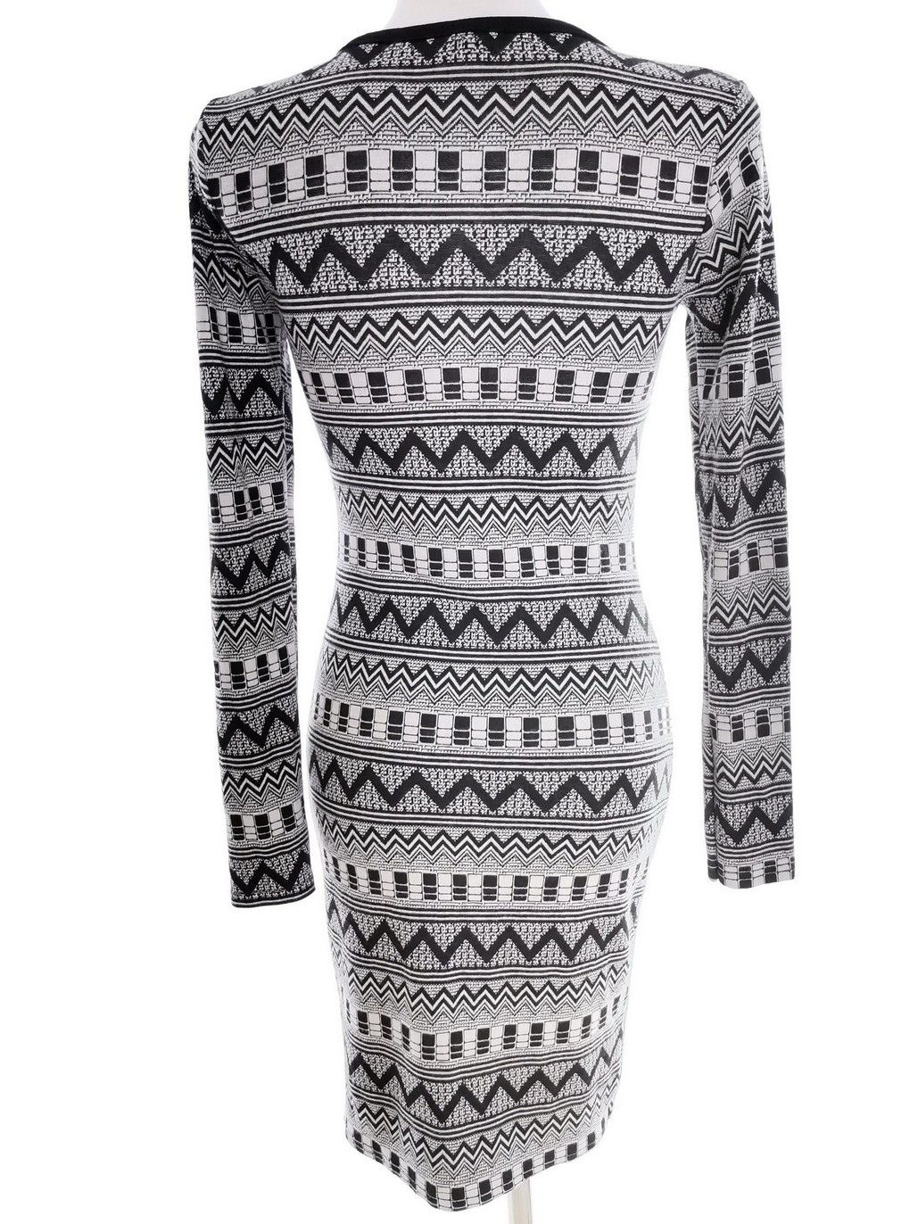River island Rozmiar 8 (36) Kolor Czarny Crew Neck Sukienka Sweterkowa Długi rękaw Do Kolan Materiał Wiskoza