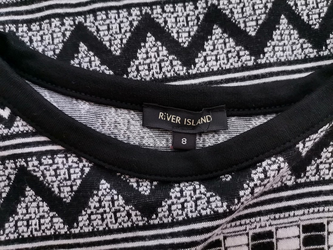 River island Rozmiar 8 (36) Kolor Czarny Crew Neck Sukienka Sweterkowa Długi rękaw Do Kolan Materiał Wiskoza