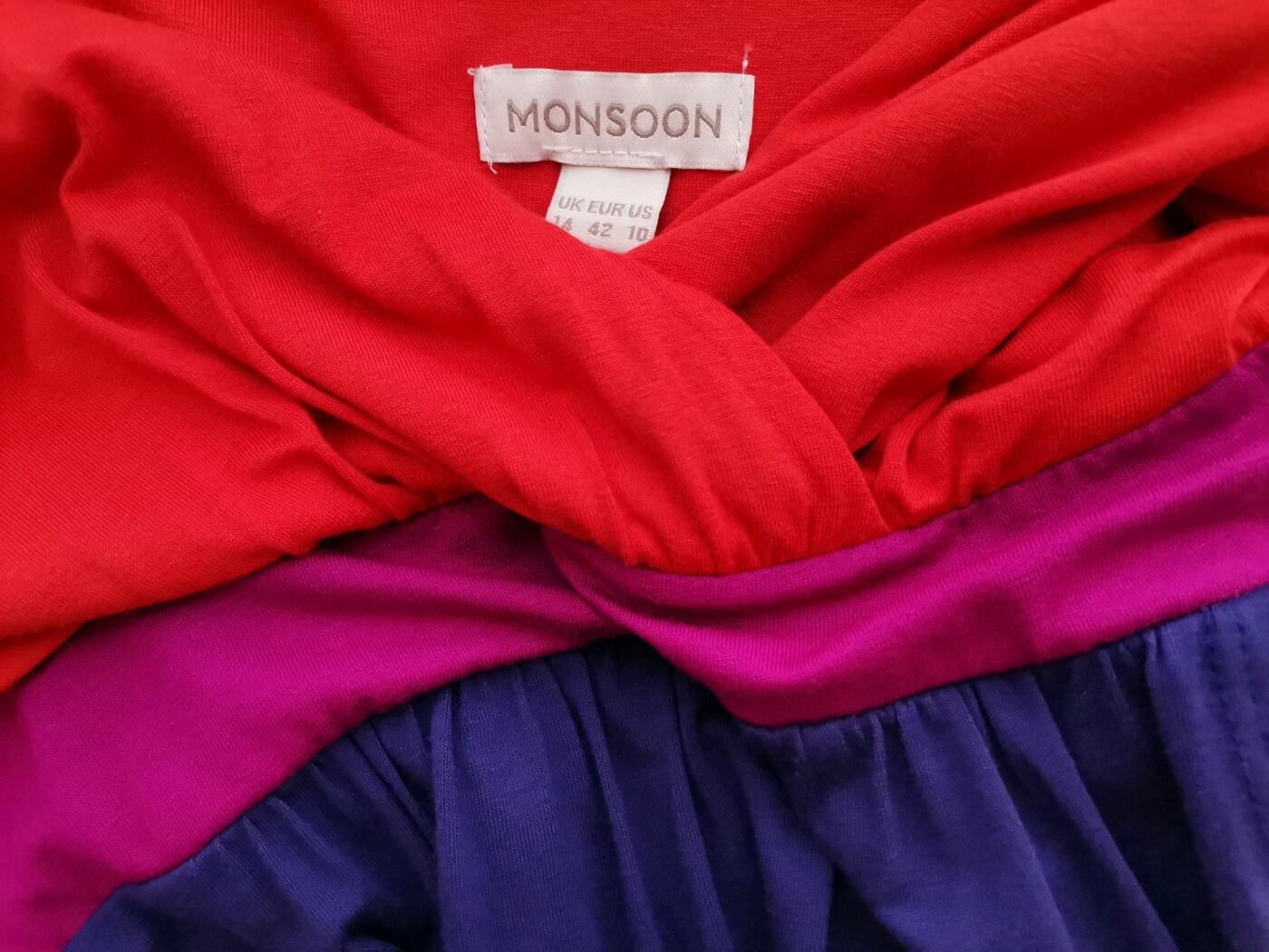 Monsoon Rozmiar 14 (42) Kolor Pomarańczowy W serek Sukienka A-Line Krótki rękaw Midi Materiał Wiskoza Monsoon Rozmiar 14 (42) Kolor Pomarańczowy W serek Sukienka A-Line Krótki rękaw Midi Materiał Wiskoza