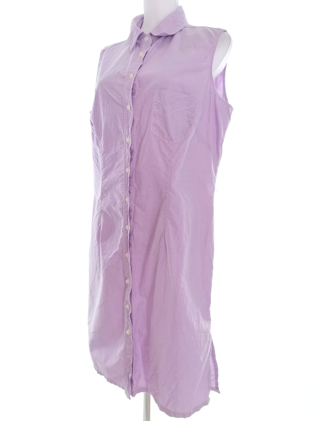 Marks&spencer Rozmiar 42/44 Kolor Lawendowy Kołnierz Sukienka Koszulowa Bezrękawnik Midi Marks&spencer Rozmiar 42/44 Kolor Lawendowy Kołnierz Sukienka Koszulowa Bezrękawnik Midi