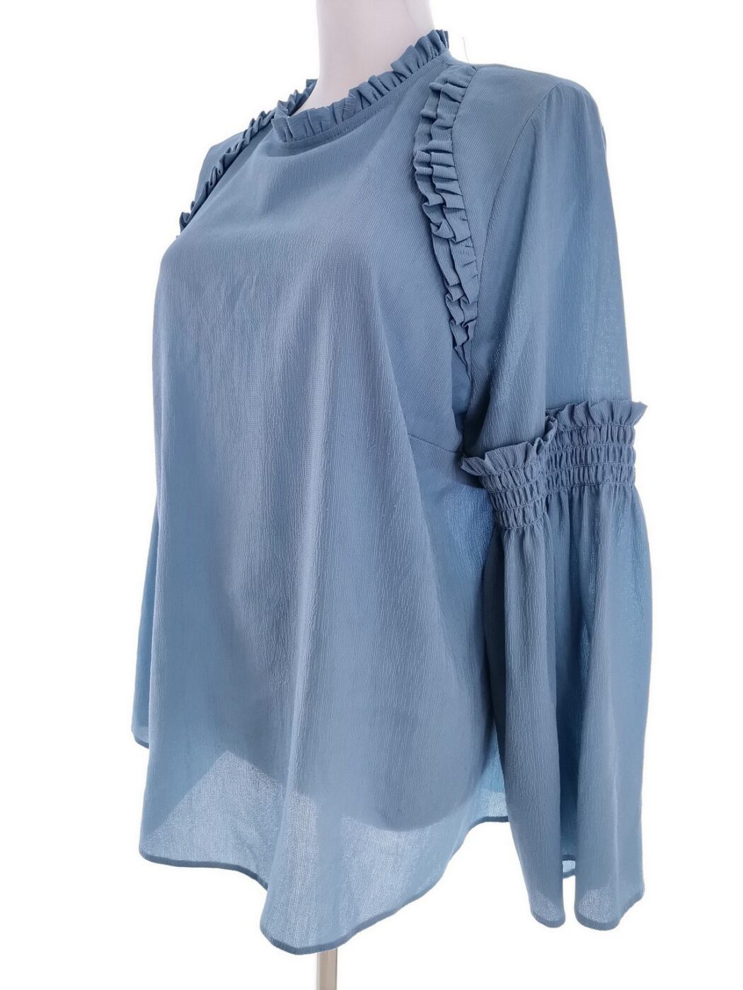 River island Rozmiar 14 (42) Kolor Niebieski Pół golf Bluzka Długi rękaw