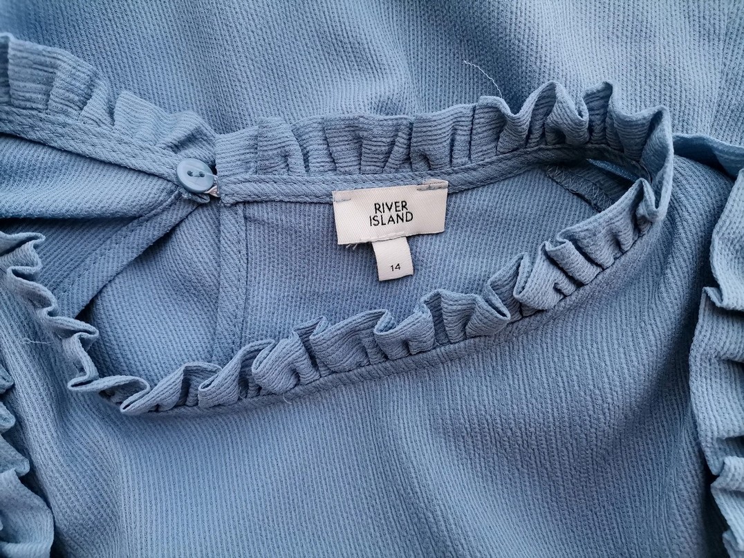 River island Rozmiar 14 (42) Kolor Niebieski Pół golf Bluzka Długi rękaw