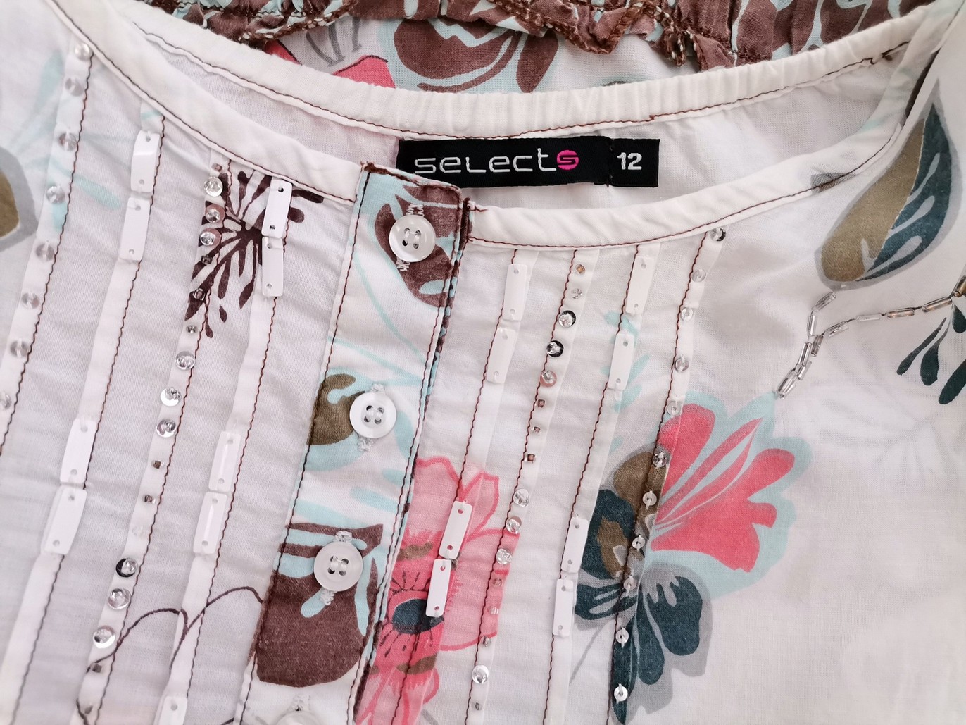 Select Rozmiar 12 (40) Kolor Biały Dekolt U Tunika Popover Bluzka Krótki rękaw Materiał Bawełna 100% Select Rozmiar 12 (40) Kolor Biały Dekolt U Tunika Popover Bluzka Krótki rękaw Materiał Bawełna 100%