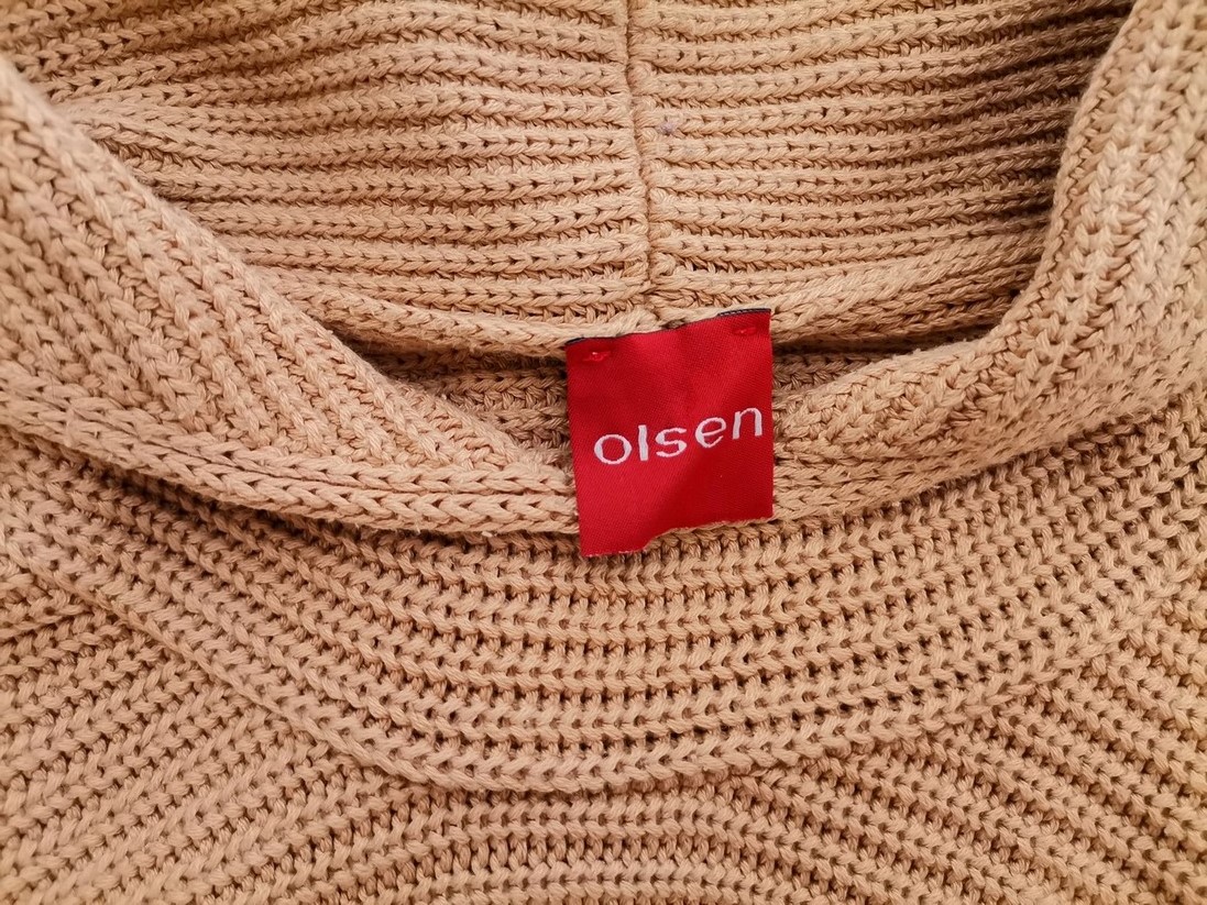 Olsen Rozmiar 34 Kolor Beżowy Drapowany dekolt Tunika Bluzka Dzianina Długi rękaw Materiał Bawełna