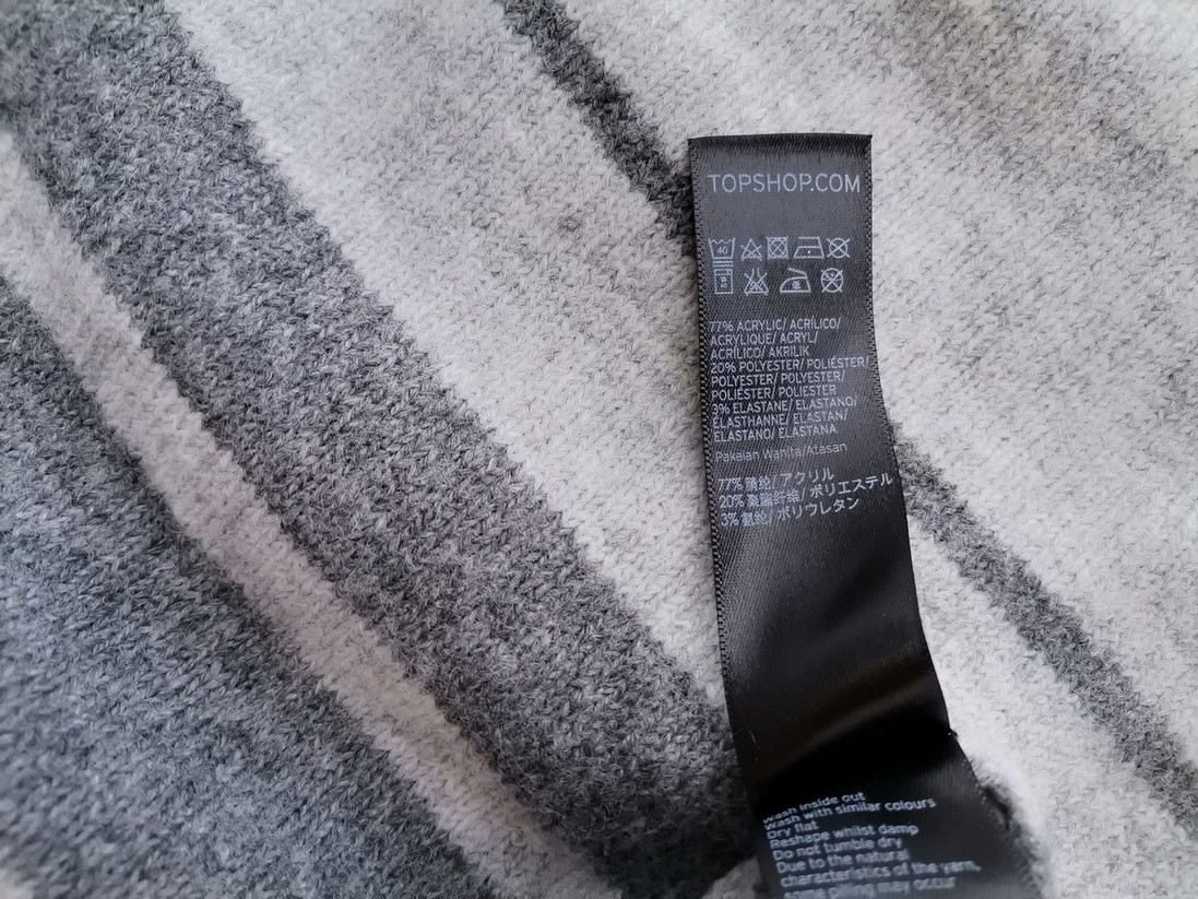 IMG_20210713_142508.jpg Topshop Rozmiar 8 (36) Kolor Szary Pasy Okrągły dekolt Sweter Długi rękaw Materiał Akryl Cienka dzianina