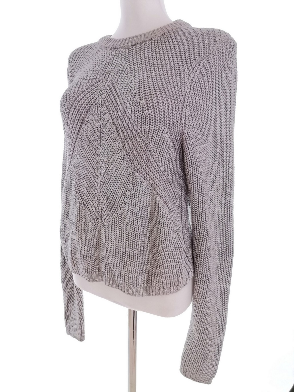 River island Rozmiar 12 (40) Kolor Szary Crew Neck Sweter Długi rękaw Materiał Bawełna 100% Gruba dzianina