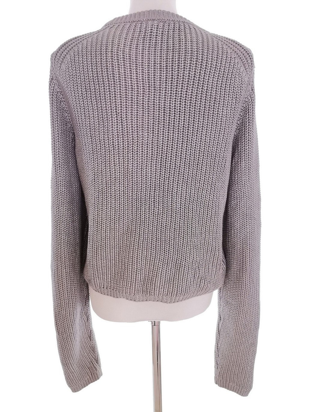 River island Rozmiar 12 (40) Kolor Szary Crew Neck Sweter Długi rękaw Materiał Bawełna 100% Gruba dzianina