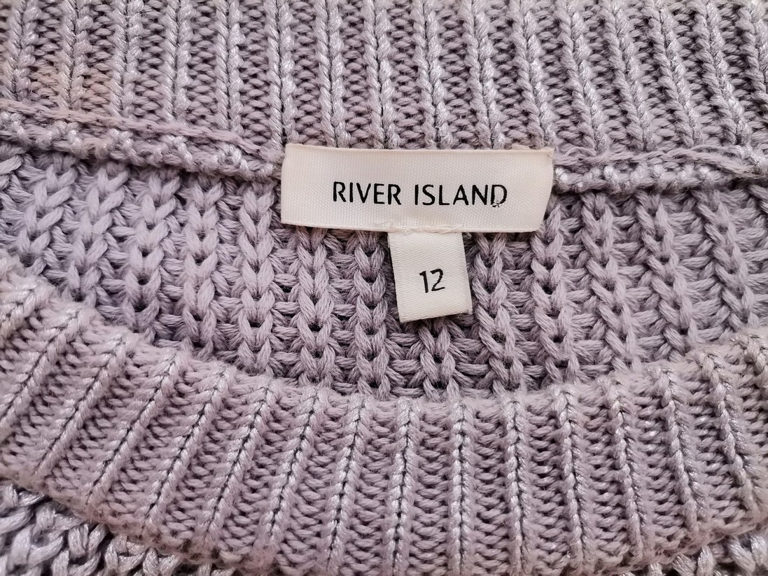 River island Rozmiar 12 (40) Kolor Szary Crew Neck Sweter Długi rękaw Materiał Bawełna 100% Gruba dzianina