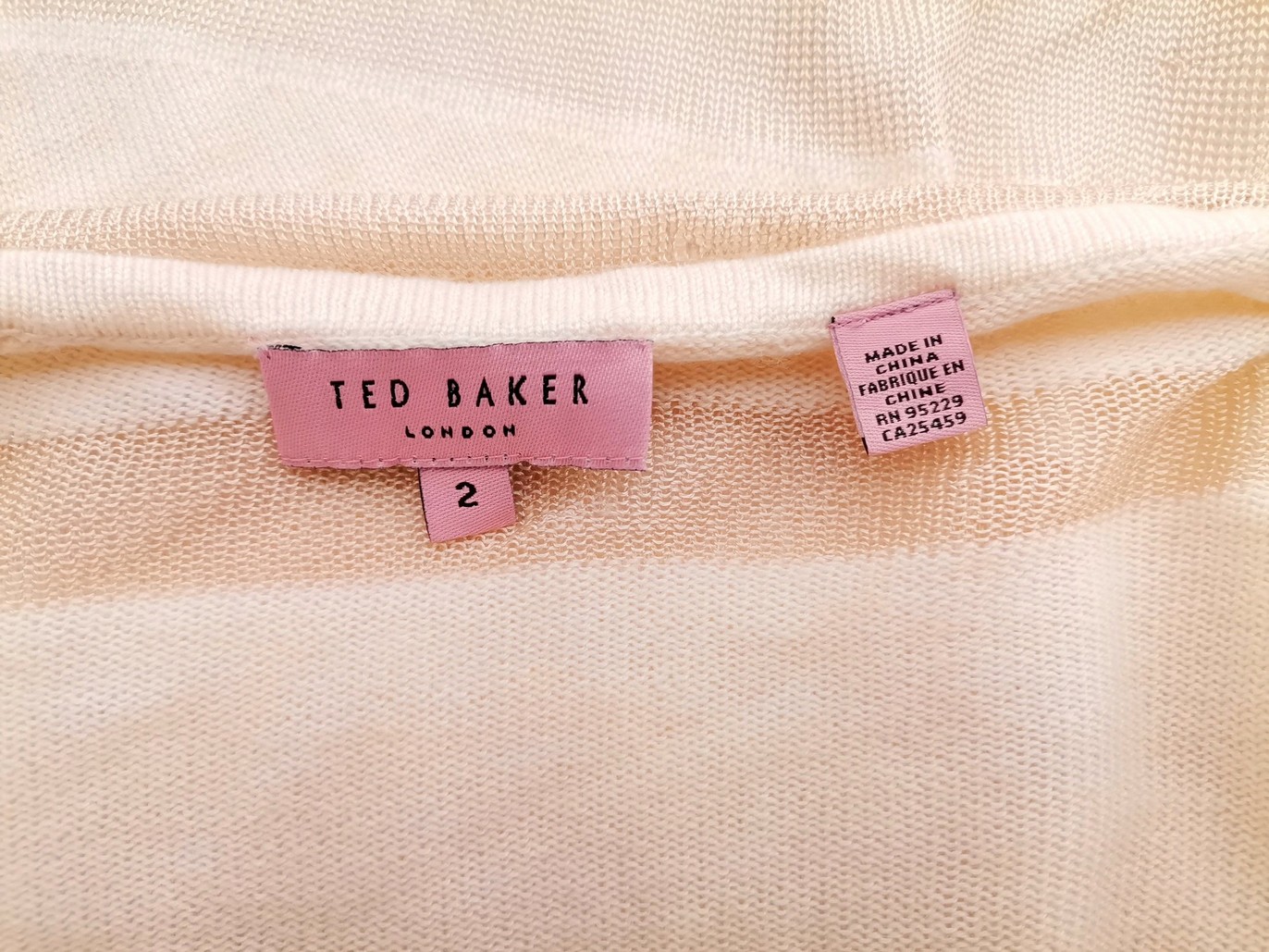 Ted Baker Rozmiar 2 (38) Kolor Kremowy W serek Długi Otwarty Kardigan Długi rękaw Materiał Wiskoza Cienka dzianina