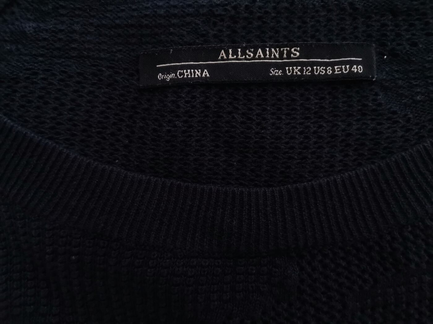 All SAINTS Rozmiar 12 (40) Kolor Granatowy Crew Neck Tunika Bluzka Długi rękaw Materiał Len All SAINTS Rozmiar 12 (40) Kolor Granatowy Crew Neck Tunika Bluzka Długi rękaw Materiał Len