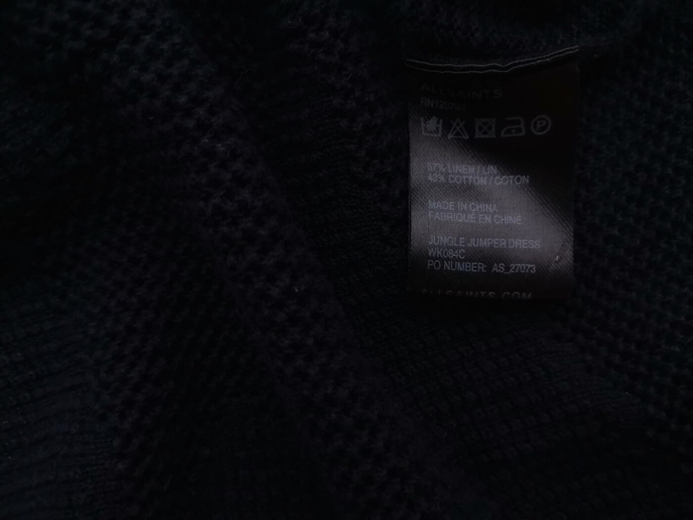 All SAINTS Rozmiar 12 (40) Kolor Granatowy Crew Neck Tunika Bluzka Długi rękaw Materiał Len All SAINTS Rozmiar 12 (40) Kolor Granatowy Crew Neck Tunika Bluzka Długi rękaw Materiał Len