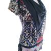 DESIGUAL Rozmiar M Kolor Granatowy Drapowany dekolt Tunika Bluzka Krótki rękaw Materiał Wiskoza 100%