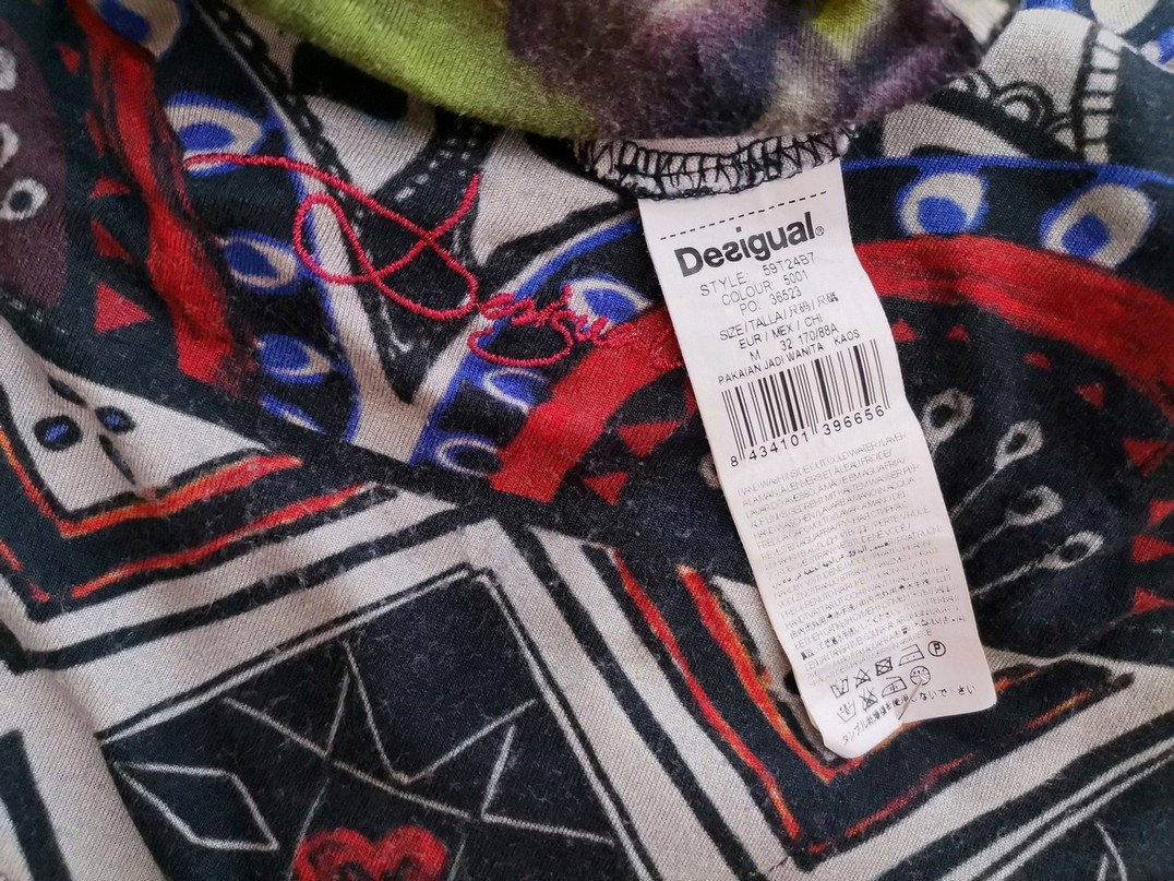 DESIGUAL Rozmiar M Kolor Granatowy Drapowany dekolt Tunika Bluzka Krótki rękaw Materiał Wiskoza 100%