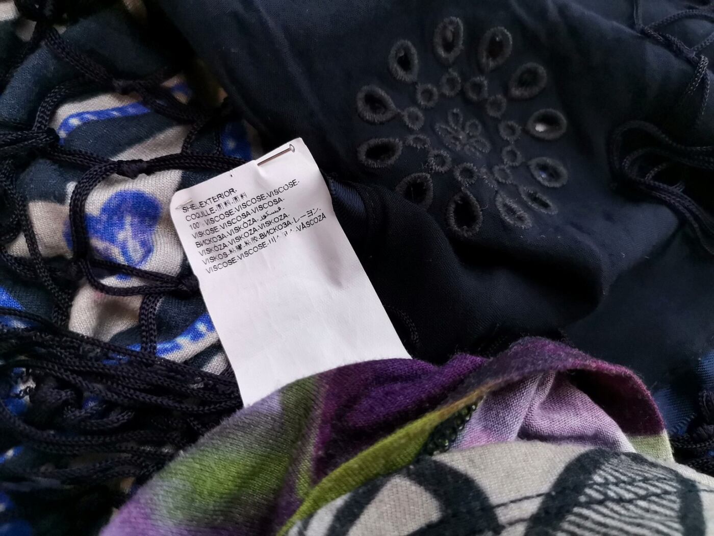 DESIGUAL Rozmiar M Kolor Granatowy Drapowany dekolt Tunika Bluzka Krótki rękaw Materiał Wiskoza 100%
