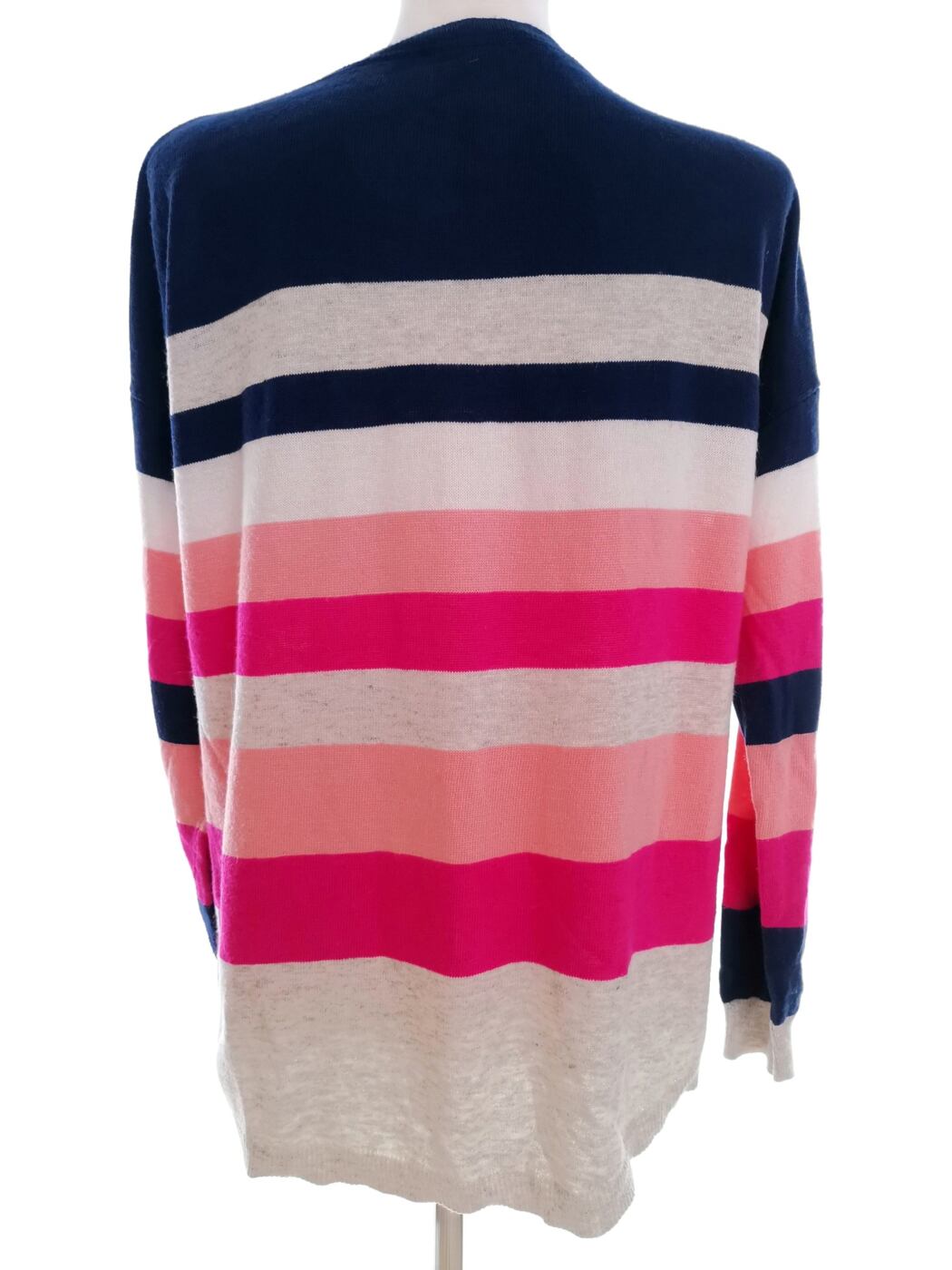 IMG_20210714_112246.jpg Oasis Rozmiar M Kolor Granatowy Pasy Crew Neck Długi Sweter Tunika Długi rękaw Cienka dzianina