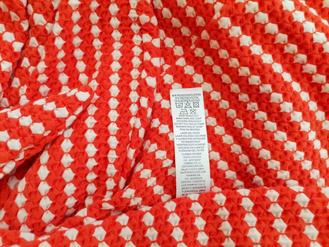 Savida Rozmiar 42 Kolor Pomarańczowy Pasy Okrągły dekolt Bluzka Rękaw 3/4