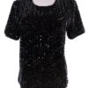 Vero moda Rozmiar M Kolor Czarny Crew Neck Bluzka Krótki rękaw