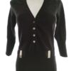 Karen MILLEN Rozmiar 2 (38) Kolor Czarny W serek Bluzka Popover Guziki Rękaw 3/4 Materiał Wiskoza