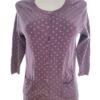 John Lewis Rozmiar 10 (38) Kolor Fioletowy Grochy Crew Neck Bluzka Zapinana Rękaw 3/4 Materiał Bawełna 100%