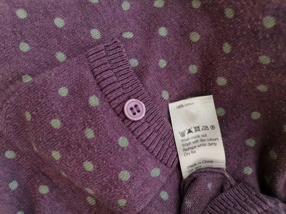 IMG_20210719_122141.jpg John Lewis Rozmiar 10 (38) Kolor Fioletowy Grochy Crew Neck Bluzka Zapinana Rękaw 3/4 Materiał Bawełna 100%