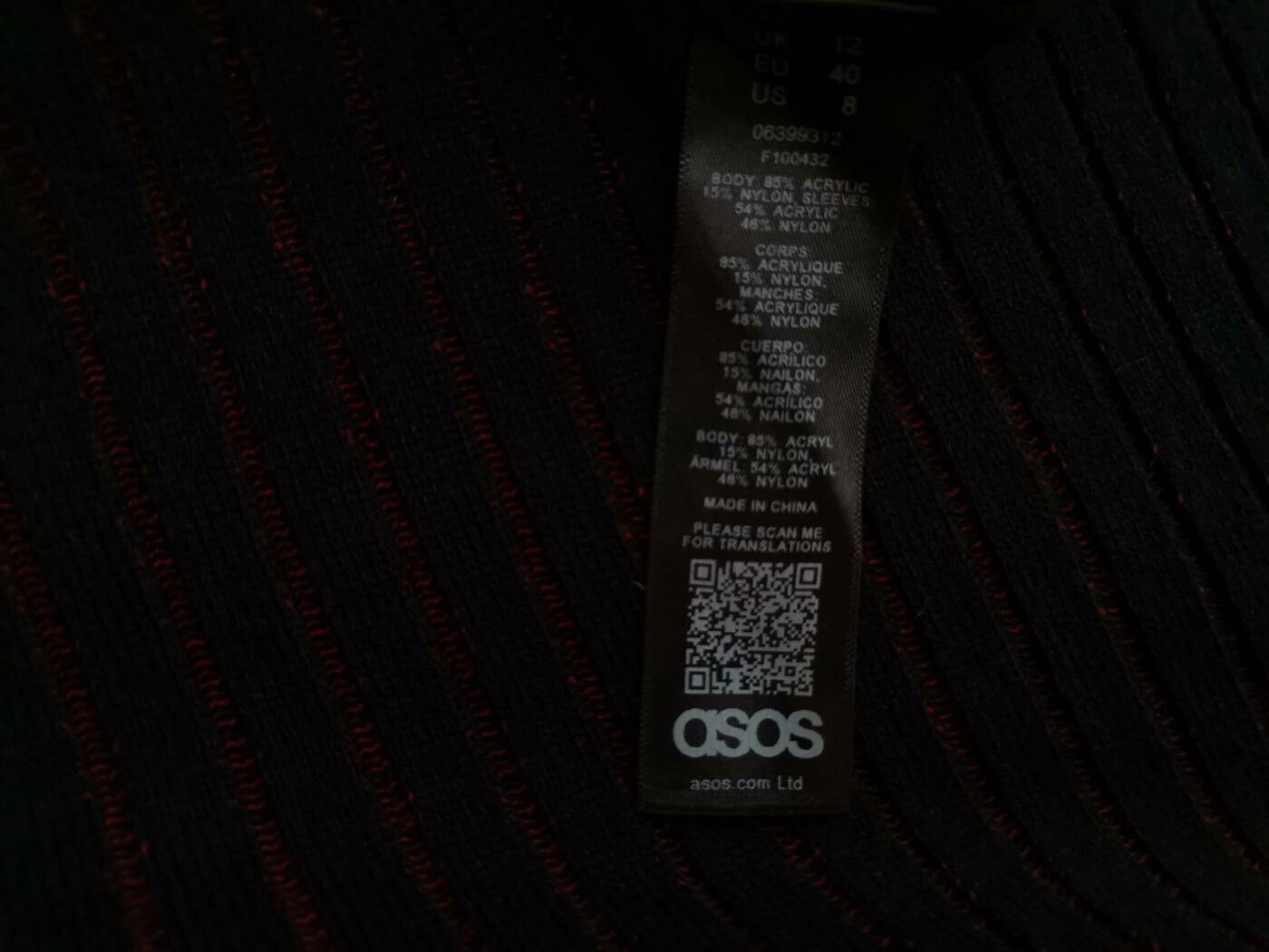 IMG_20210719_135233.jpg ASOS Rozmiar 12 (40) Kolor Czarny Crew Neck Długi Sweter Tunika Długi rękaw Materiał Akryl Cienka dzianina