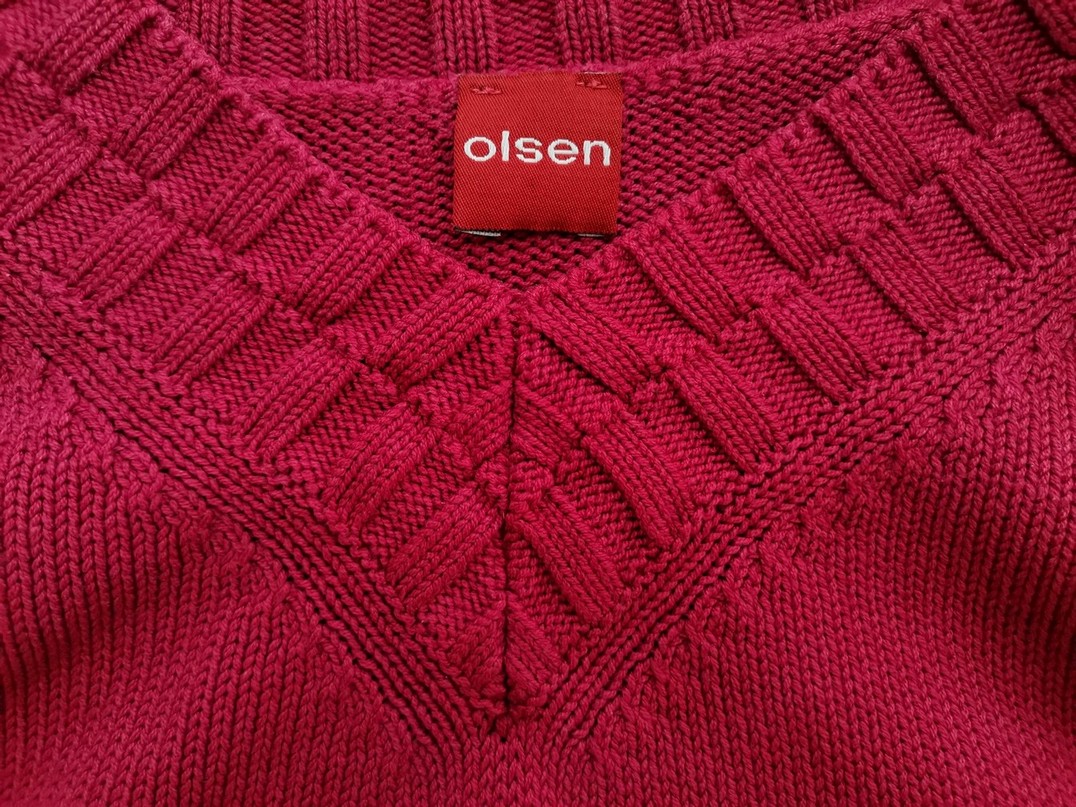 Olsen Rozmiar 44 Kolor Fuksja W serek Sweter Długi rękaw Materiał Akryl Cienka dzianina