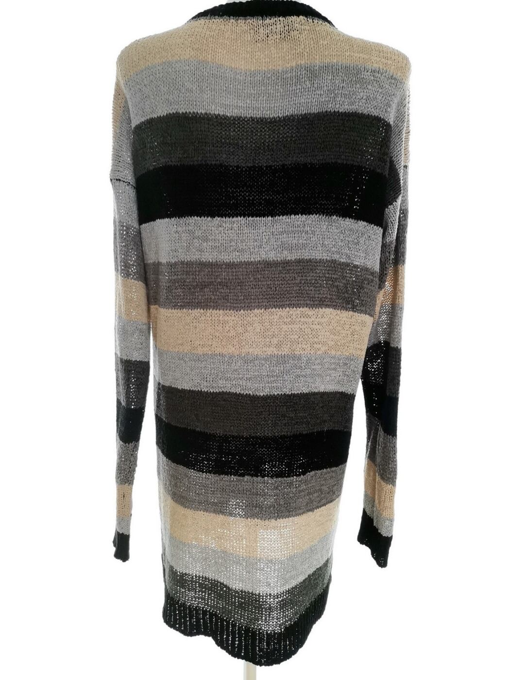 Nümph Rozmiar S Kolor Szary Pasy Crew Neck Tunika Bluzka Dzianina Długi rękaw