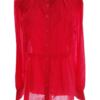 J.Crew Rozmiar 10 (38) Kolor Czerwony Grochy Crew Neck Bluzka Zapinana Długi rękaw