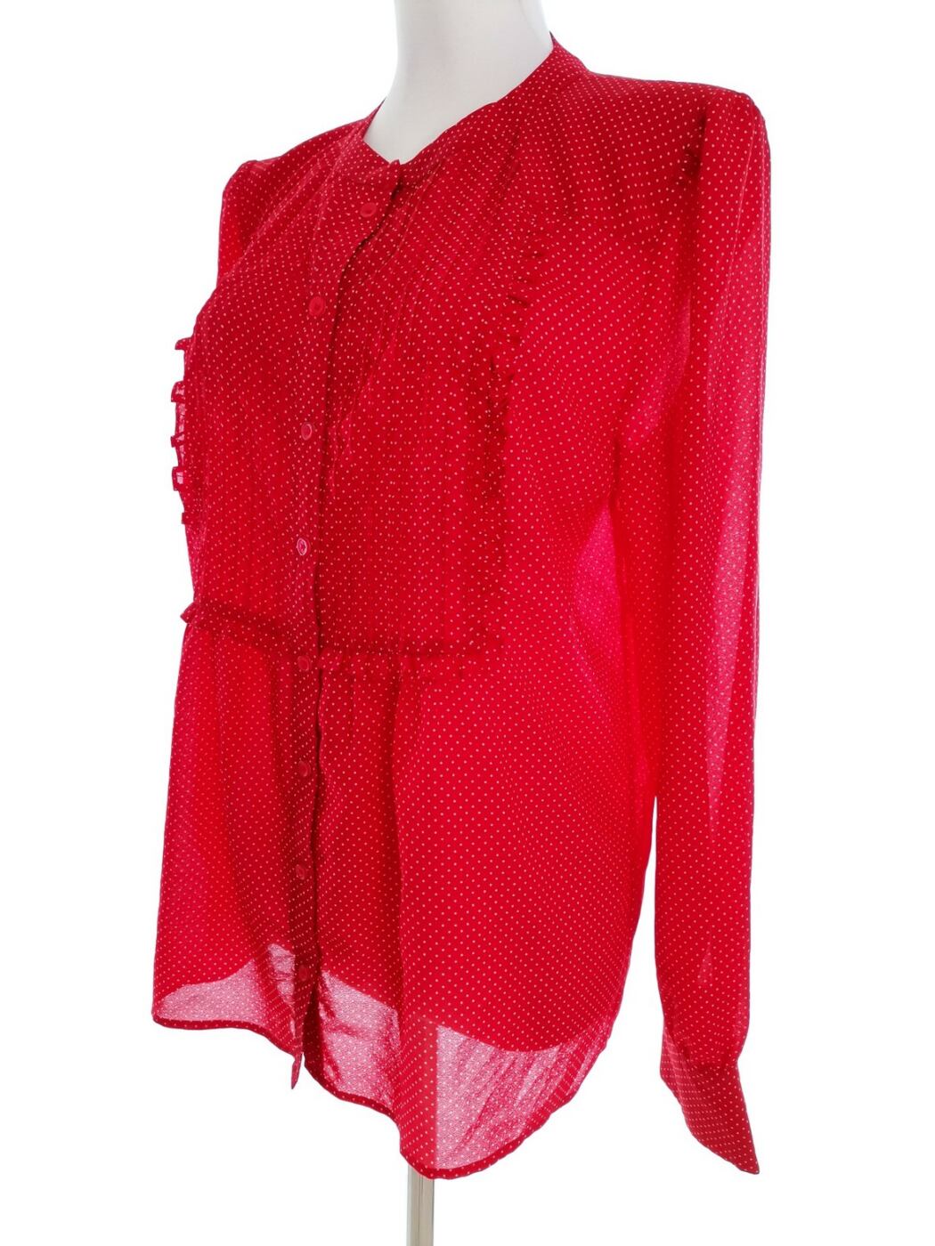 J.Crew Rozmiar 10 (38) Kolor Czerwony Grochy Crew Neck Bluzka Zapinana Długi rękaw