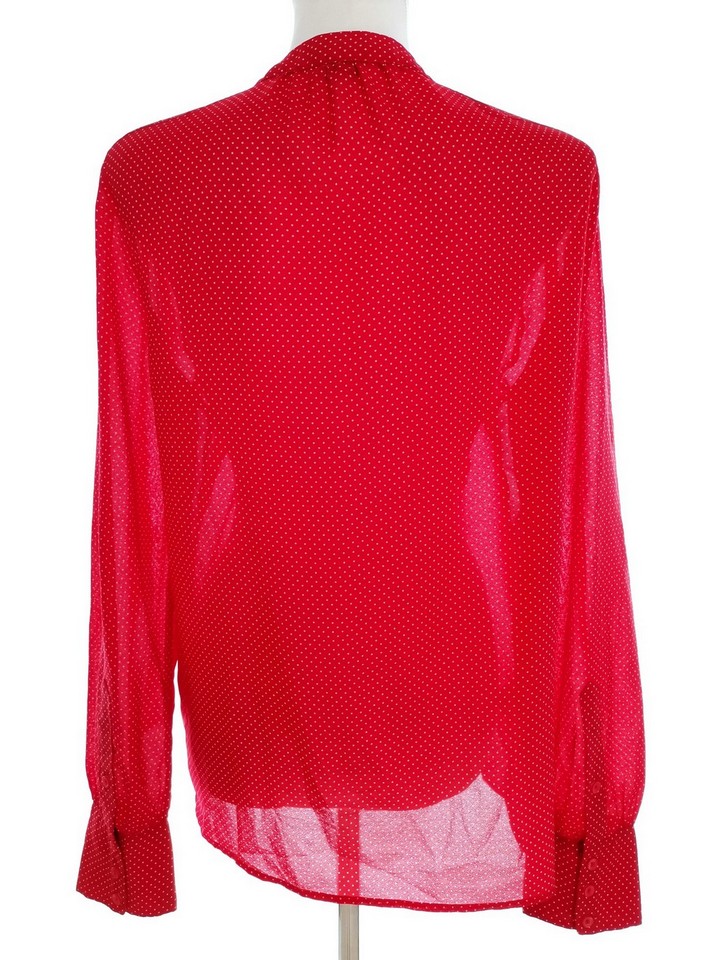 J.Crew Rozmiar 10 (38) Kolor Czerwony Grochy Crew Neck Bluzka Zapinana Długi rękaw