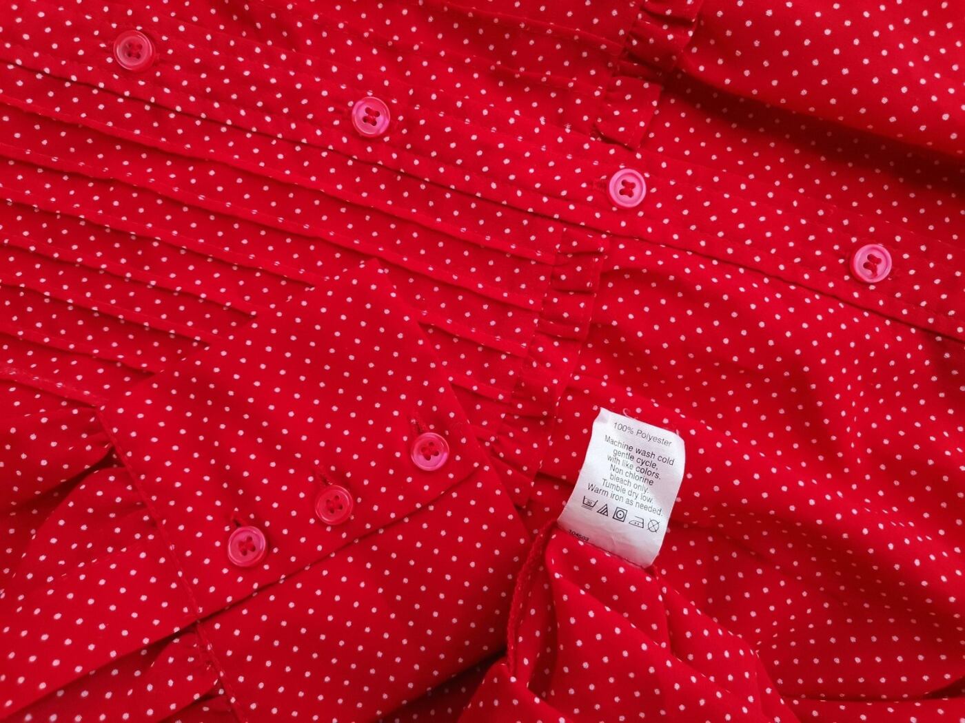J.Crew Rozmiar 10 (38) Kolor Czerwony Grochy Crew Neck Bluzka Zapinana Długi rękaw