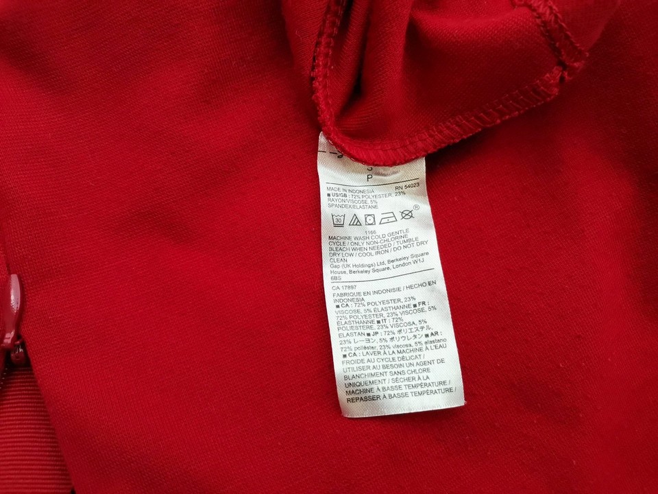Gap Rozmiar S Kolor Czerwony Okrągły dekolt Sukienka A-Line Rękaw 3/4 Do Kolan Gap Rozmiar S Kolor Czerwony Okrągły dekolt Sukienka A-Line Rękaw 3/4 Do Kolan