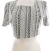 B Vintage Rozmiar 38/40 Kolor Szary Jodełka Kwadratowy dekolt Bluzka Crop Top Krótki rękaw