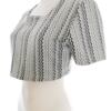 B Vintage Rozmiar 38/40 Kolor Szary Jodełka Kwadratowy dekolt Bluzka Crop Top Krótki rękaw