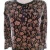 Gudrun Sjödén Rozmiar M Kolor Czarny Crew Neck Bluzka Popover Guziki Długi rękaw Materiał Wiskoza
