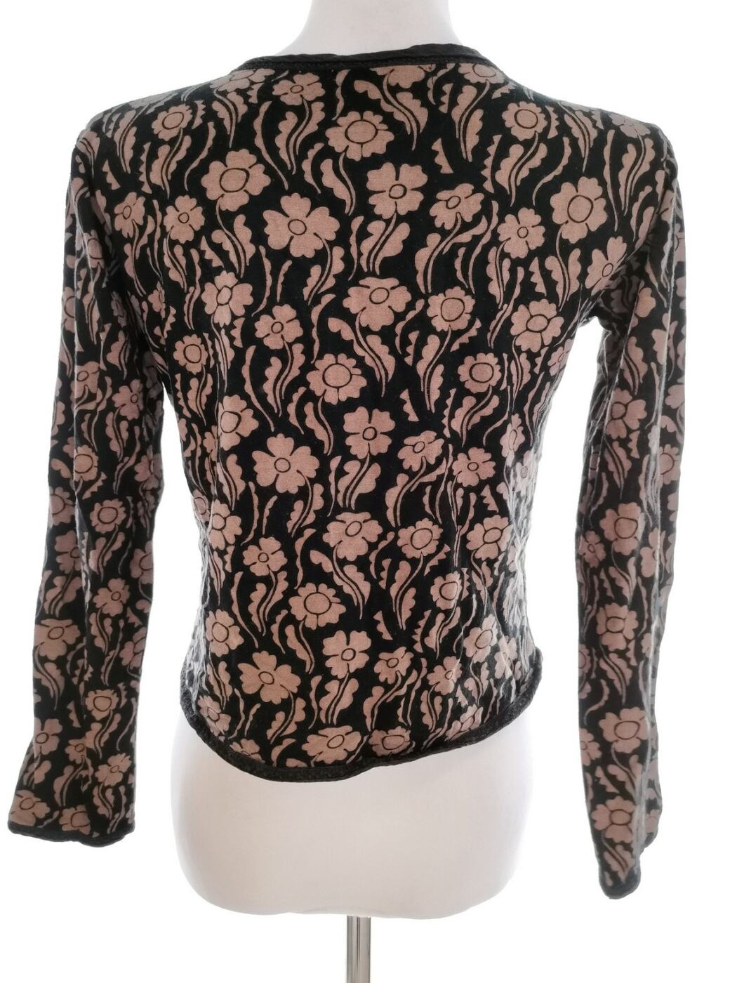 Gudrun Sjödén Rozmiar M Kolor Czarny Crew Neck Bluzka Popover Guziki Długi rękaw Materiał Wiskoza