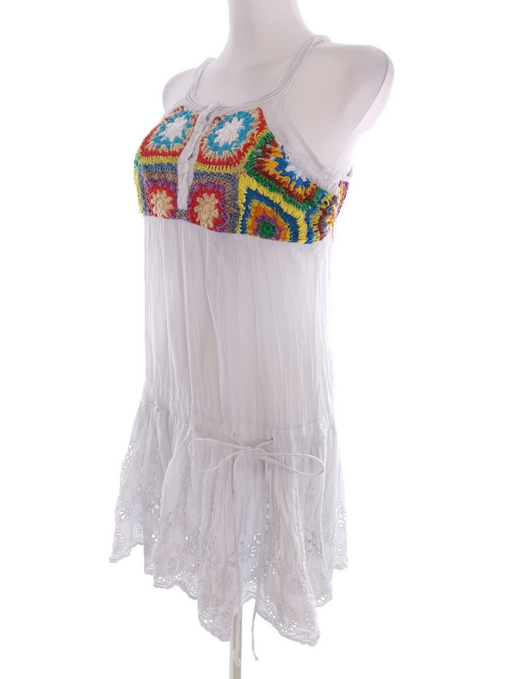 DESIGUAL Rozmiar 40 Kolor Niebieski Odkryte Ramiona Sukienka Letnia Bezrękawnik Do Kolan Materiał Bawełna 100%