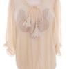 Cream Rozmiar 38 Kolor Kremowy Keyhole Crew Neck Bluzka Rękaw 3/4 Materiał Wiskoza 100%