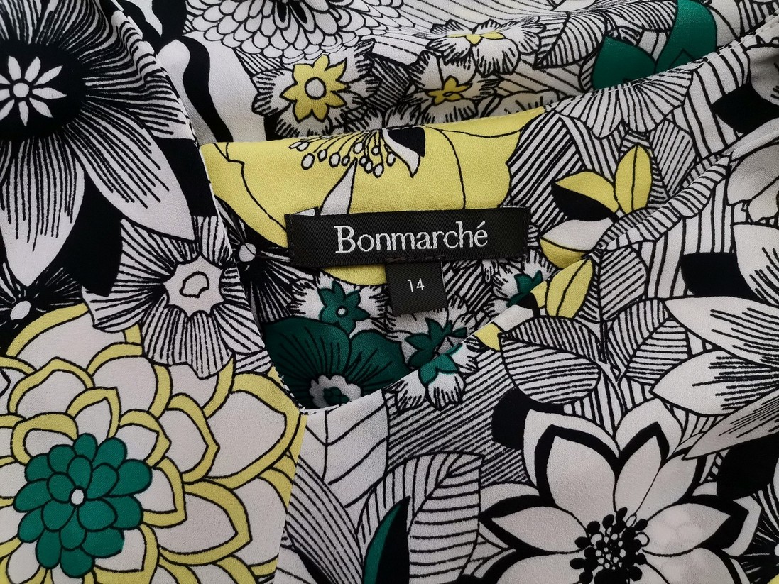 BONMARCHE Rozmiar 14 (42) Kolor Biały W serek Tunika Bluzka Krótki rękaw